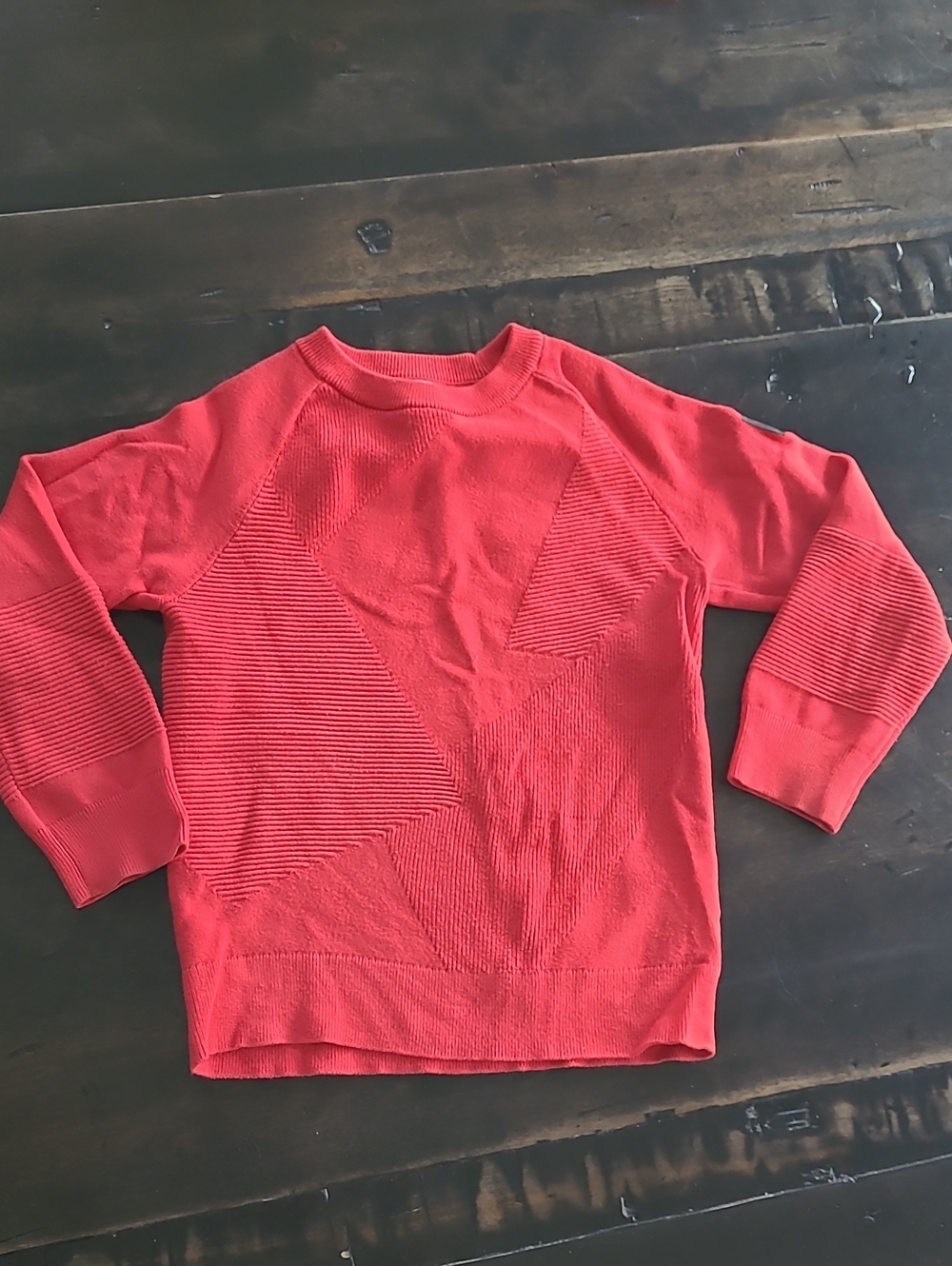 Size 4 Boys Boss Kids Coral-Red Textured Long Sleeve Sweater
